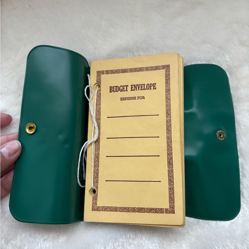 Vintage Green Budget Envelope Organizer with Snap Closure